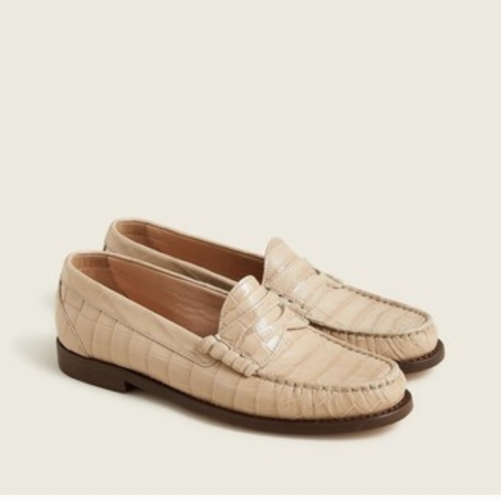 J.Crew Winona loafers in croc-embossed leather